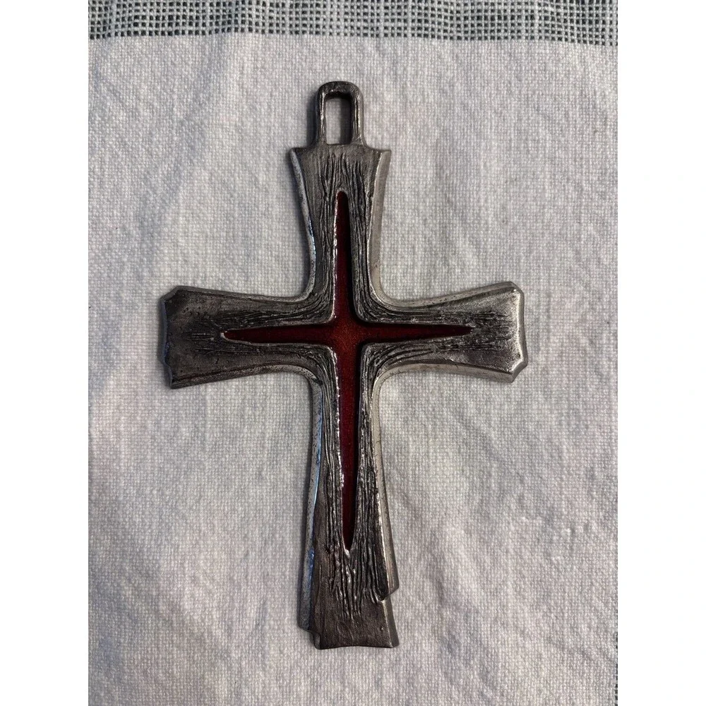Vintage Silver Tone Cross Ornament Vatican